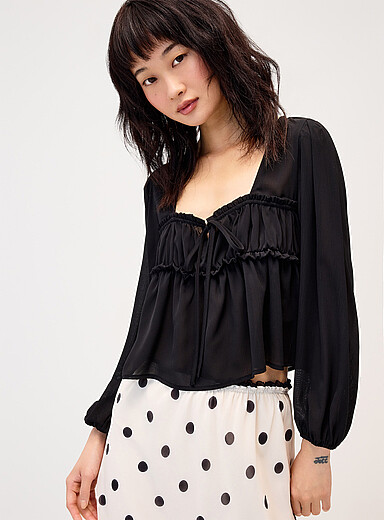 Accent frills chiffon blouse