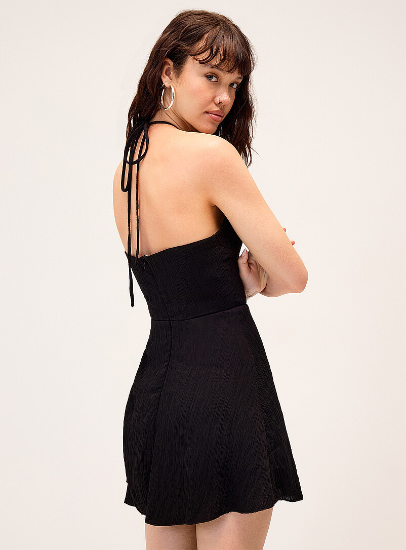 Crinkled-finish halter minidress product image 3