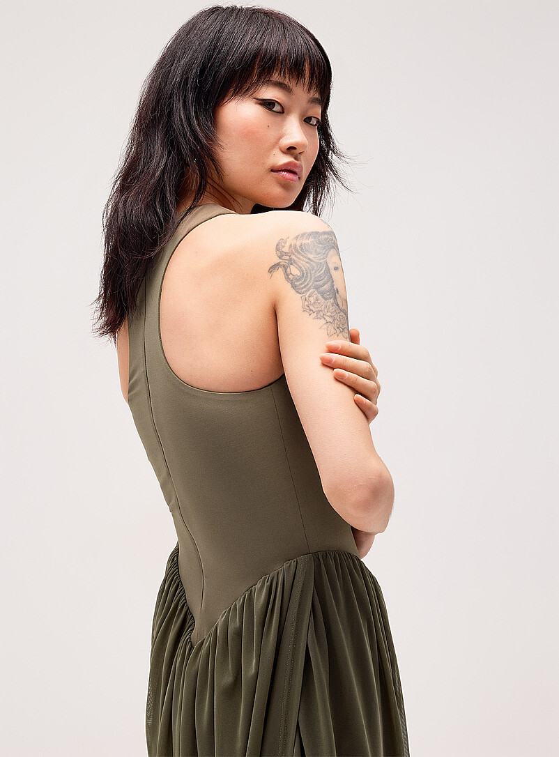 Dual-material balloon maxi dress product image 2