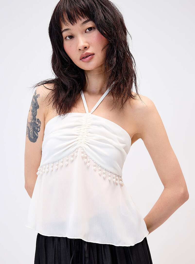 Pearly beads chiffon halter cami product image 2