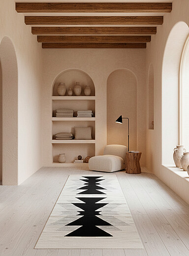 Mumo Toronto Patterned Grey Royal woven hallway rug 80 x 245 cm