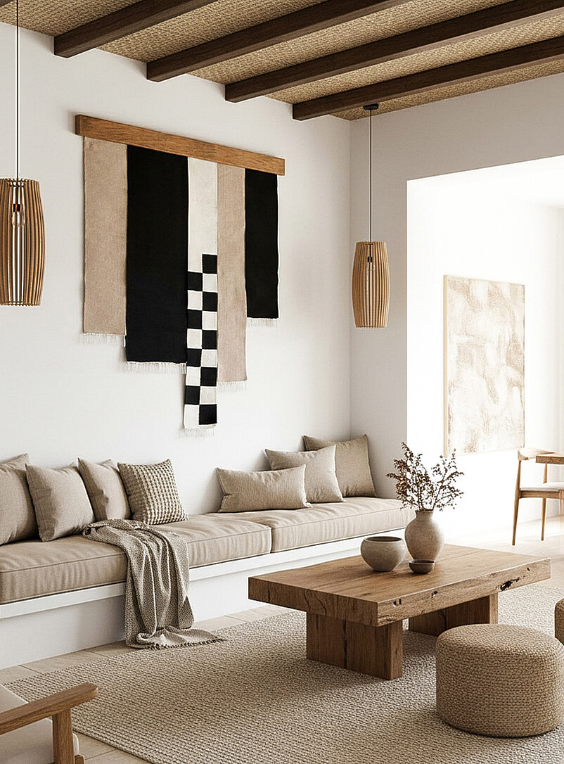 Black Checkered woven wall art product image (primary)