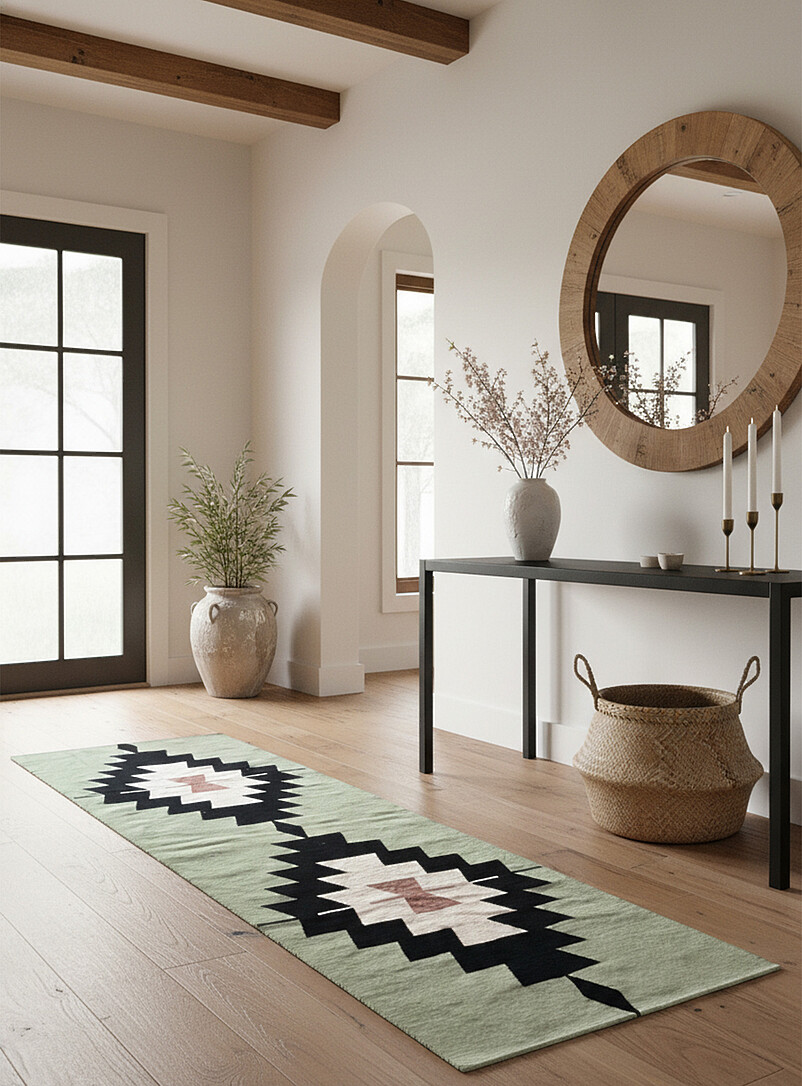 Green Arizona woven hallway rug 80 x 245 cm product image (primary)