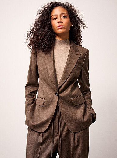 REISS: Le veston cintr&eacute; laine moka Derby Taupe pour femme