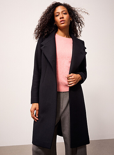 Le manteau laine minimaliste col crois&eacute; Max