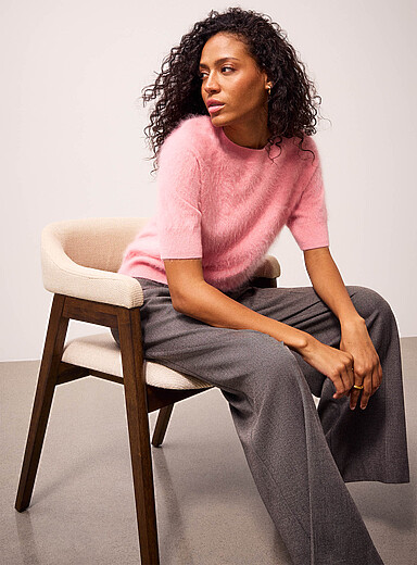 REISS Pink Julia pink brushed cashmere sweater for women