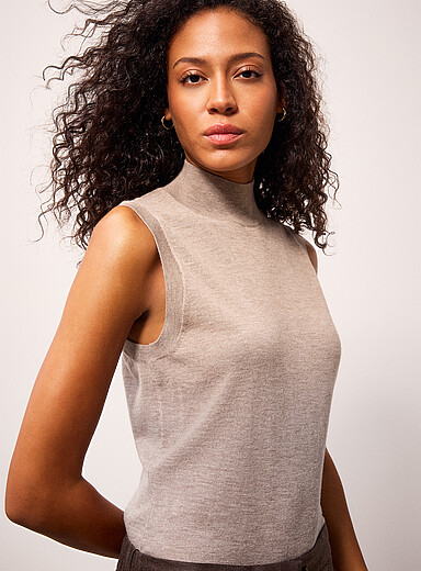 REISS: Le d&eacute;bardeur m&eacute;rinos col chemin&eacute;e Evelyn Sable pour femme