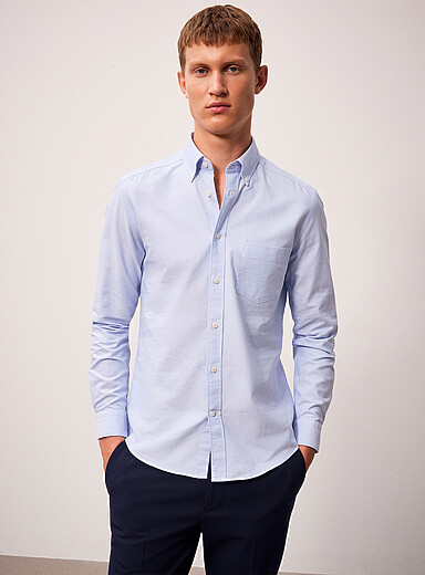 REISS Light Blue Greenwich Oxford shirt <b>Regular fit</b> for men