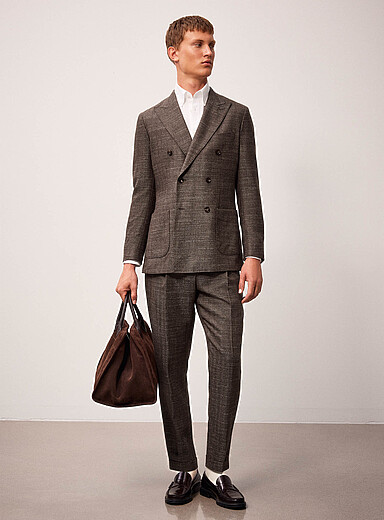 REISS Brown Valence pleated pant <b>Classic fit</b> for men