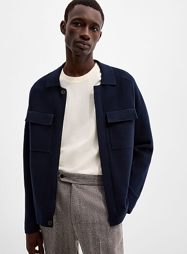 REISS: Le cardigan zipp&eacute; Fleetwood Bleu marine - Bleu nuit pour homme