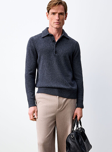 REISS: Le polo touche de cachemire Gris pour homme