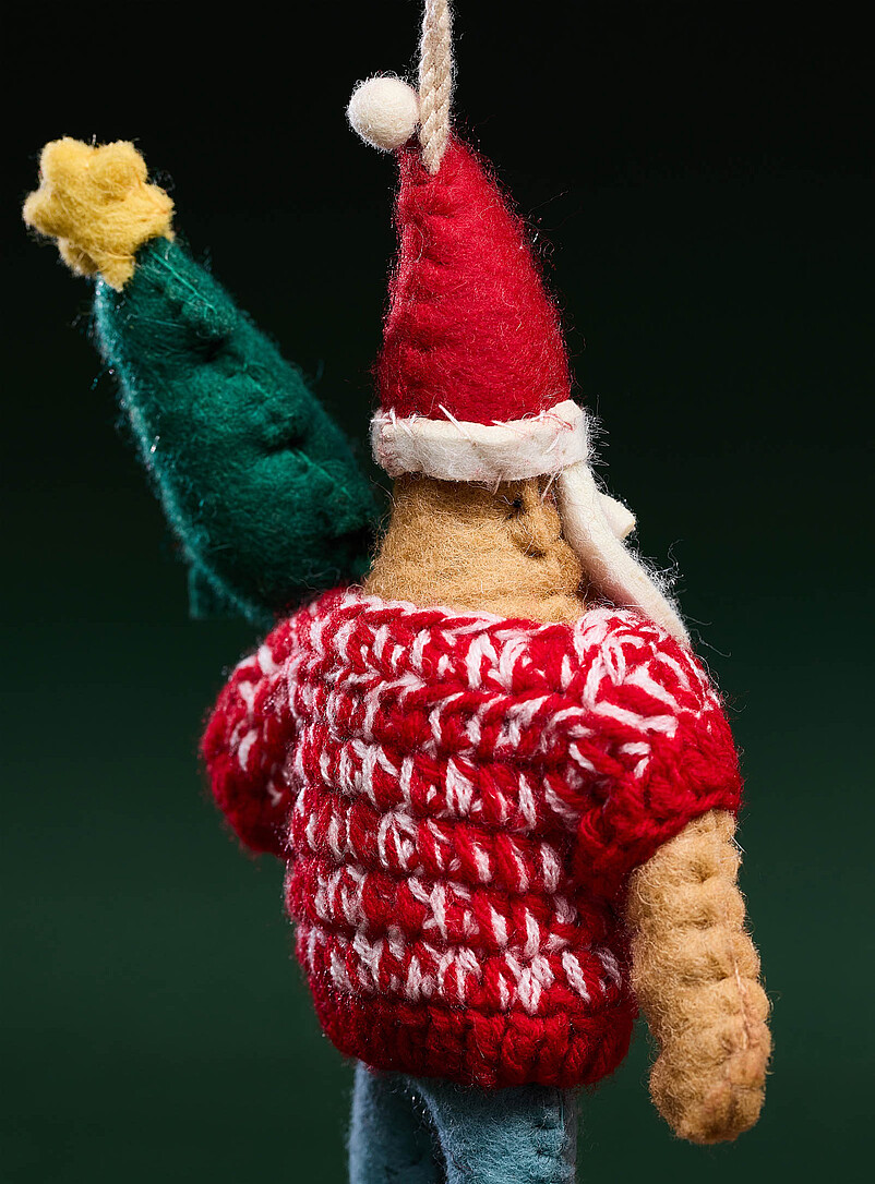 Santa Claus carrying a tree felt ornament Christmas Collection