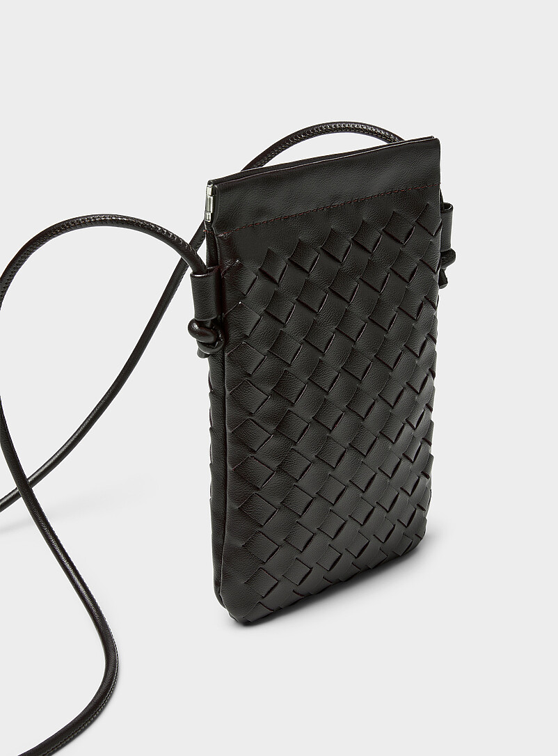 Simons Black Basketweave phone clutch for women