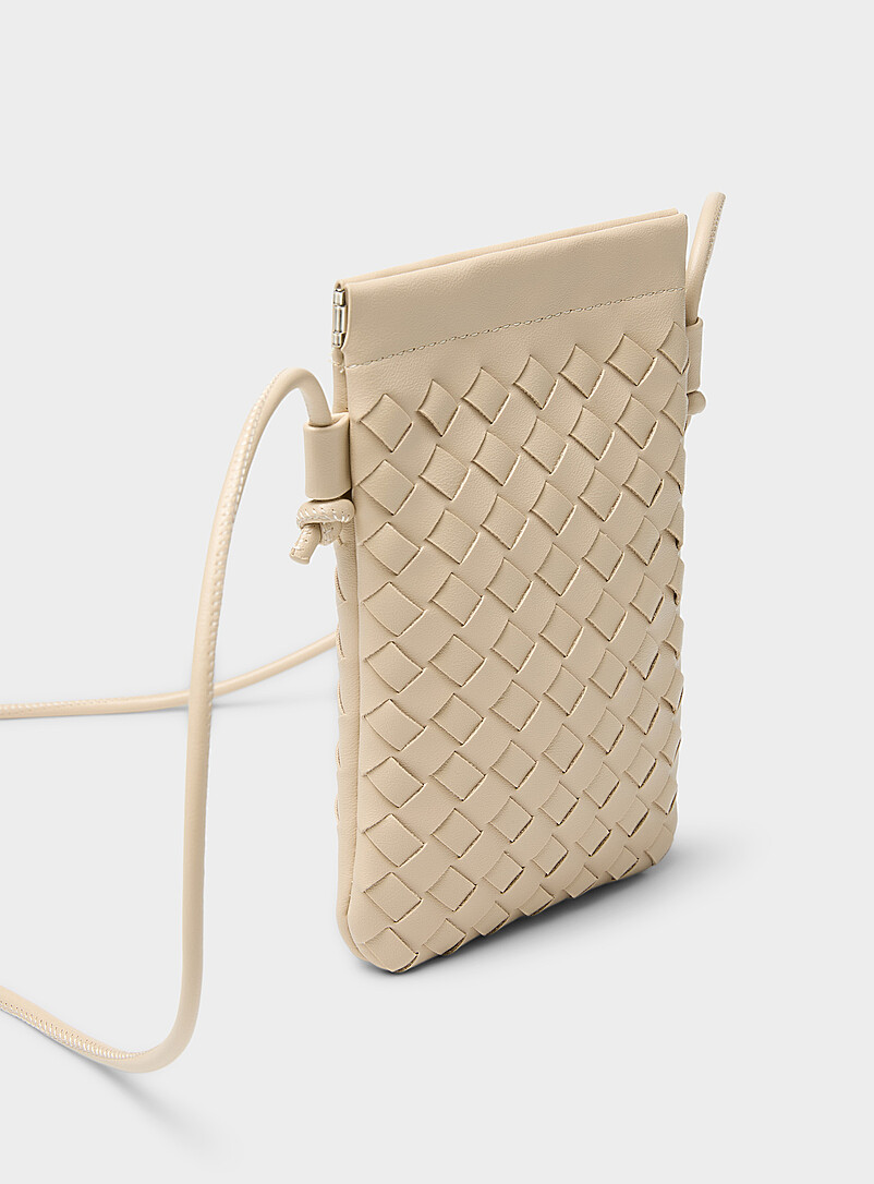 Simons Black Basketweave phone clutch for women