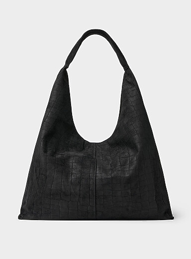 Croc faux-suede hobo bag