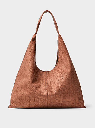 Croc faux-suede hobo bag