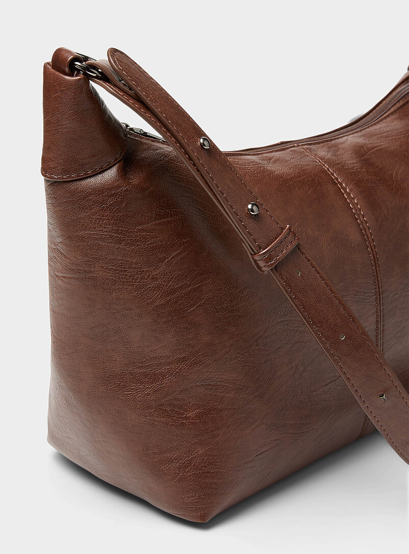 Le 31: Le sac demi-lune souple effet cuir Brun pour homme