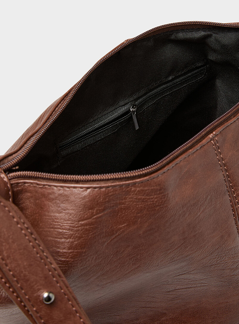 Le 31 Black Slouchy faux-leather half-moon bag for men