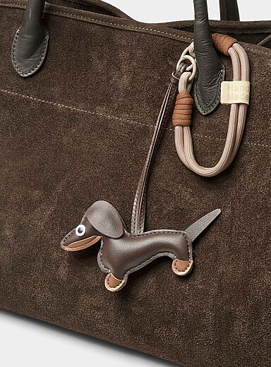 Faux-leather dachshund bag charm