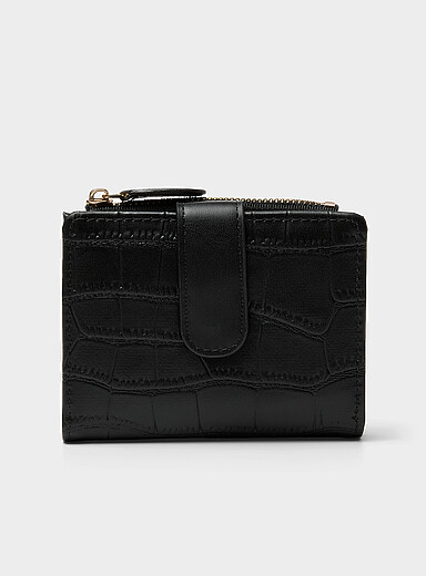 Croc-texture bifold mini wallet