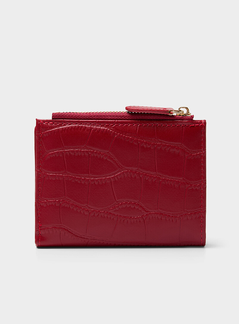 Croc-texture bifold mini wallet | Simons | Shop Women's Wallets