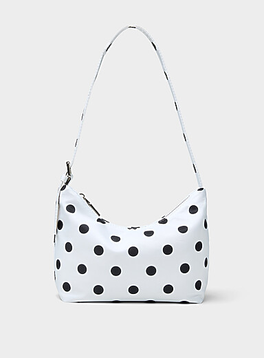 Contrast-dot fabric shoulder bag