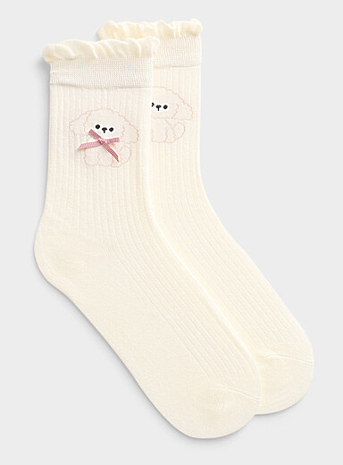 La chaussette cheville bordure frison chien et boucle 3D