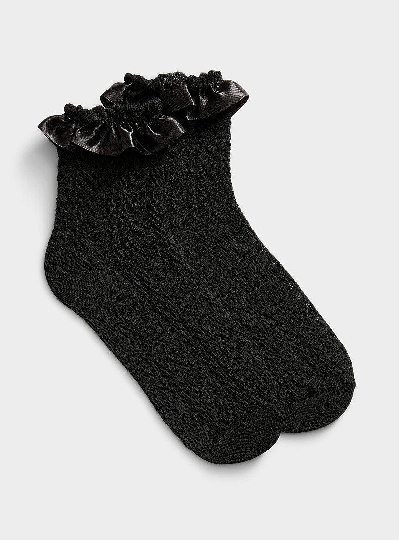 Satiny-ruffle heart socks product image (primary)
