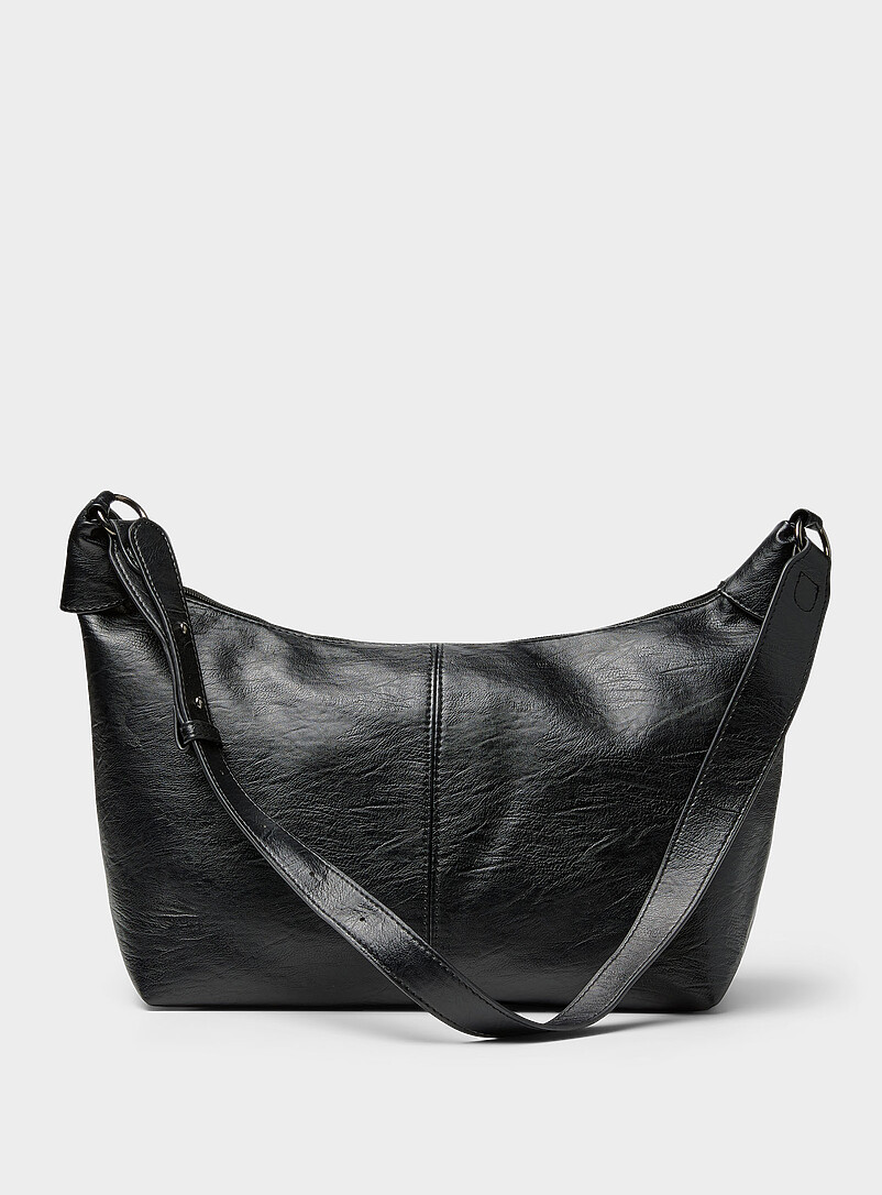 Slouchy faux-leather half-moon bag product image (primary)