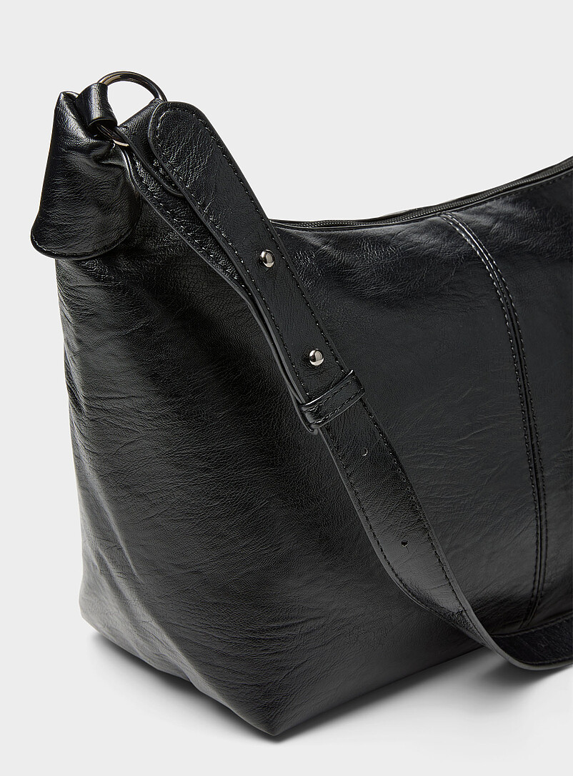 Slouchy faux-leather half-moon bag product image 2