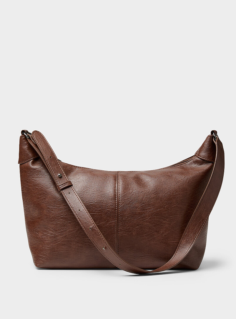 Slouchy Faux-Leather Half-Moon Bag