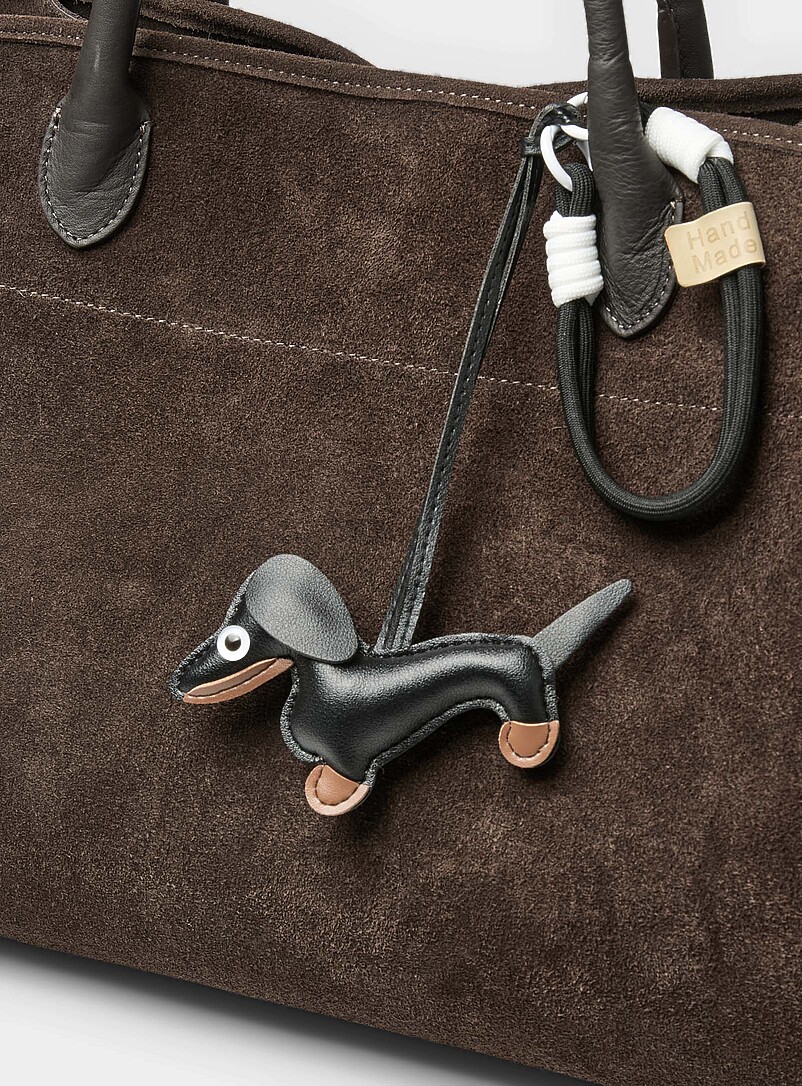 Faux-leather dachshund bag charm product image (primary)