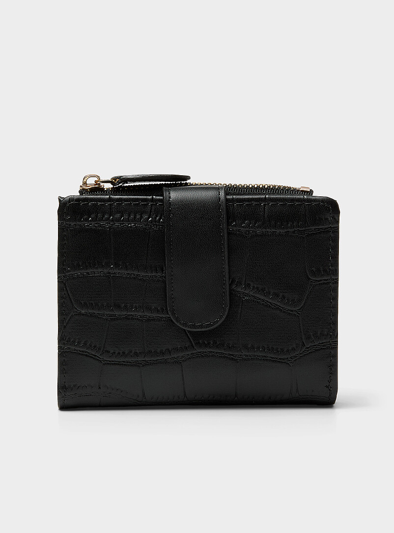 Croc-texture bifold mini wallet product image (primary)