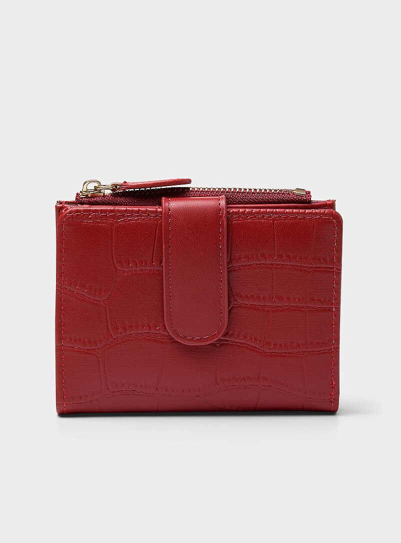 Croc-Texture Bifold Mini Wallet