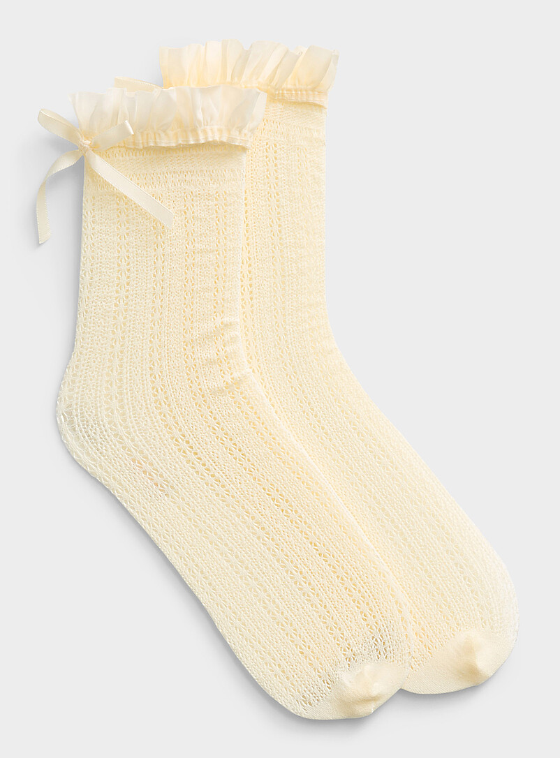 Ruffle trim crochet-like socks product image (primary)