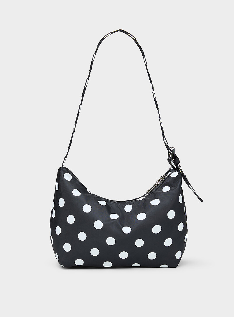 Contrast-dot fabric shoulder bag product image (primary)