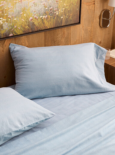 Fine stripes organic cotton flannel pillowcases Set of 2