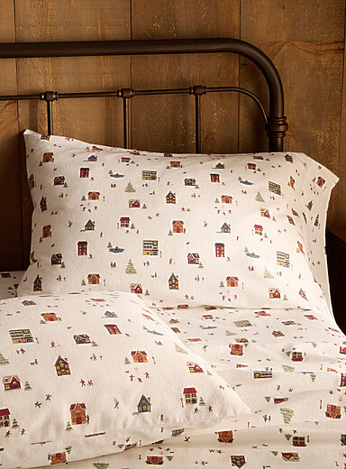 Les taies d'oreiller finette coton bio festivit&eacute;s hivernales <b>Collection de No&euml;l</b> Ensemble de 2