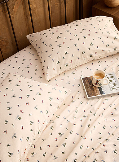 Ski day organic cotton flannel sheet