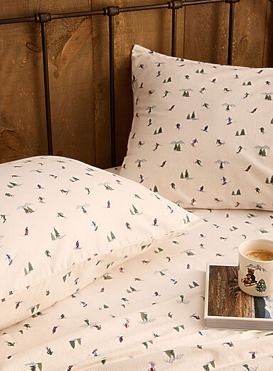Ski day organic cotton flannel pillowcases Set of 2