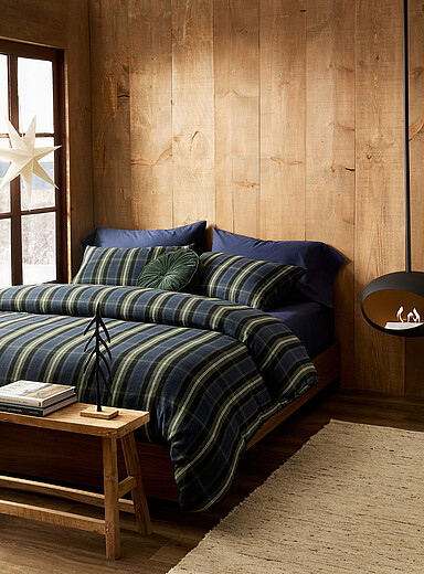 L'ensemble housse finette tartan fonc&eacute; <b>Collection de No&euml;l</b> 175 grammes par m<sup><small>2</small></sup>