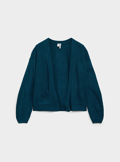 Shaker rib open cardigan