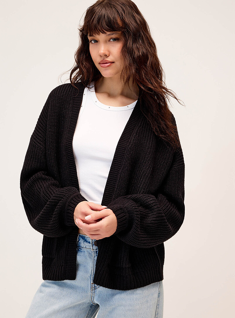 Shaker Rib Open Cardigan