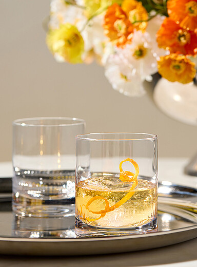 The Vintage List Transparent Engraved spear whiskey glasses Set of 2