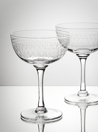Les verres &agrave; champagne grav&eacute;s Ensemble de 2