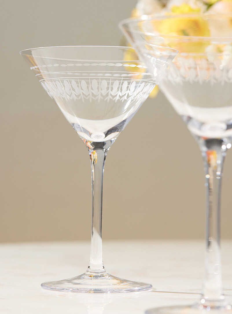 Engraved oval martini glasses Set of 2 product image 2