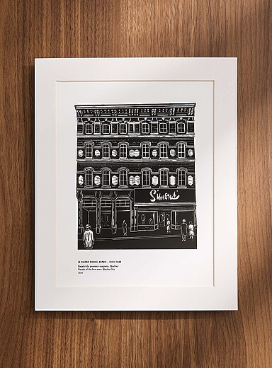 Simons: L'affiche Fa&ccedil;ade du premier magasin <b>Collection Notre histoire en h&eacute;ritage</b> Blanc et noir pour femme