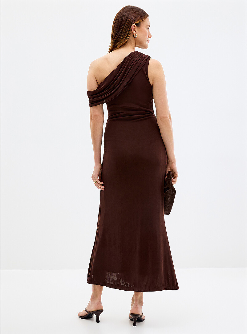 Side slit draped shoulder dress product image 3