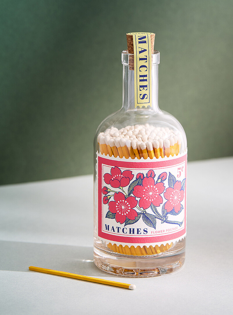 Glass bottle match holder Set of 50 product image (primary)