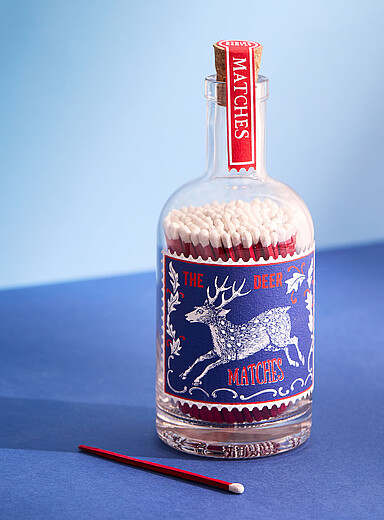 Le porte-allumette bouteille en verre Ensemble de 50